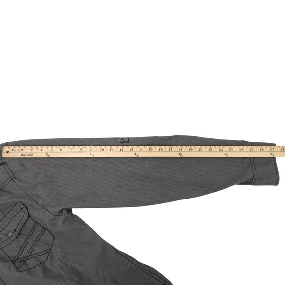 Carbon Slim Fit Button Front Shirt Mens XXL READ Tab Sleeve Snap Pockets Gray - Picture 7 of 16